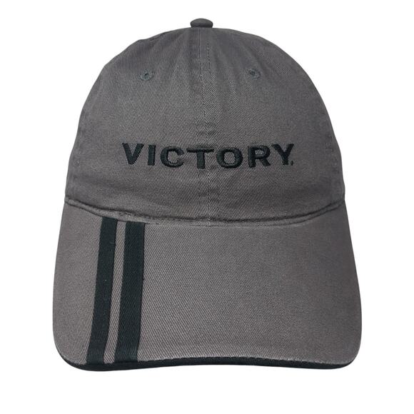 Victory Strapback Baseball Cap Gray One Size Adjustable Embroidered 6 Panel - Picture 1 of 9